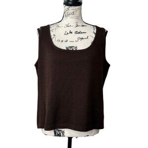 St. John Brown Sleeveless Santana Knit Top Womens Size L